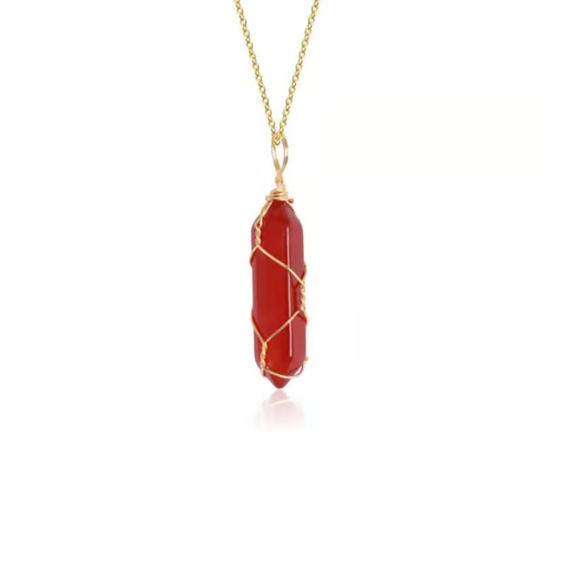 Red crystaCopper wirel pendant necklace