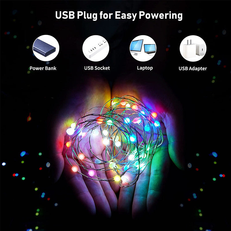 Copper wire light of light-emitting diode string.