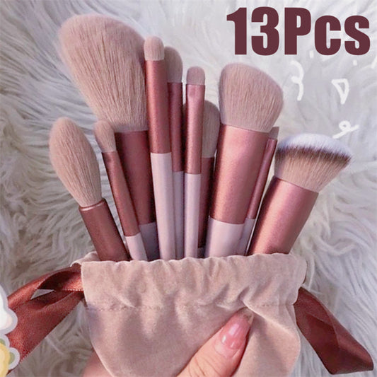 13pcs Purple-flowered Holly Leaf Makeup Brushes Set.