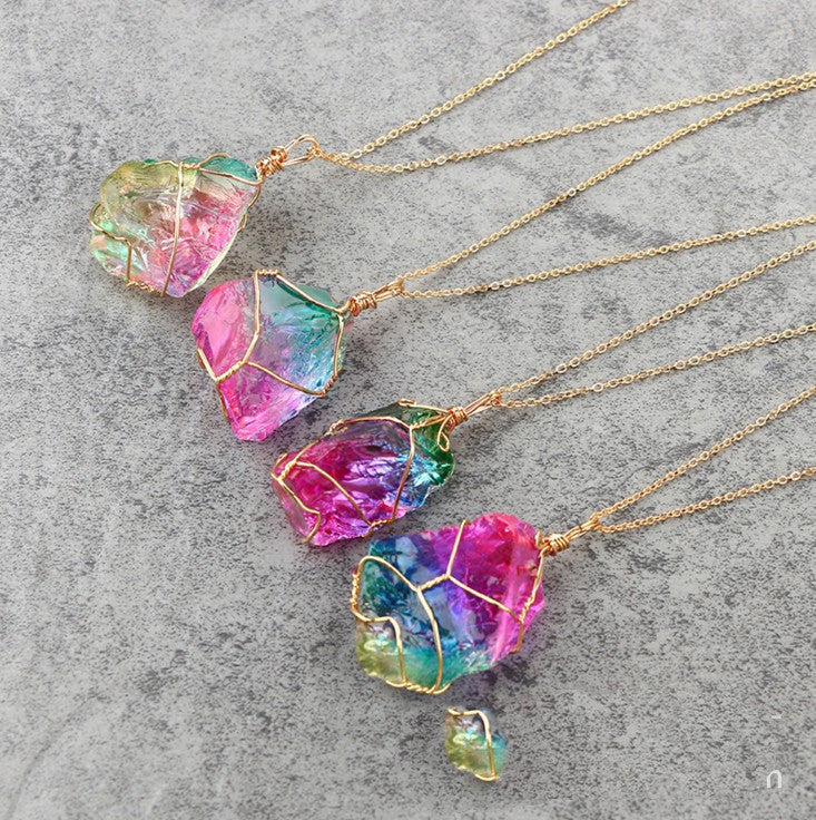 Seven colors crystal pendant transparent