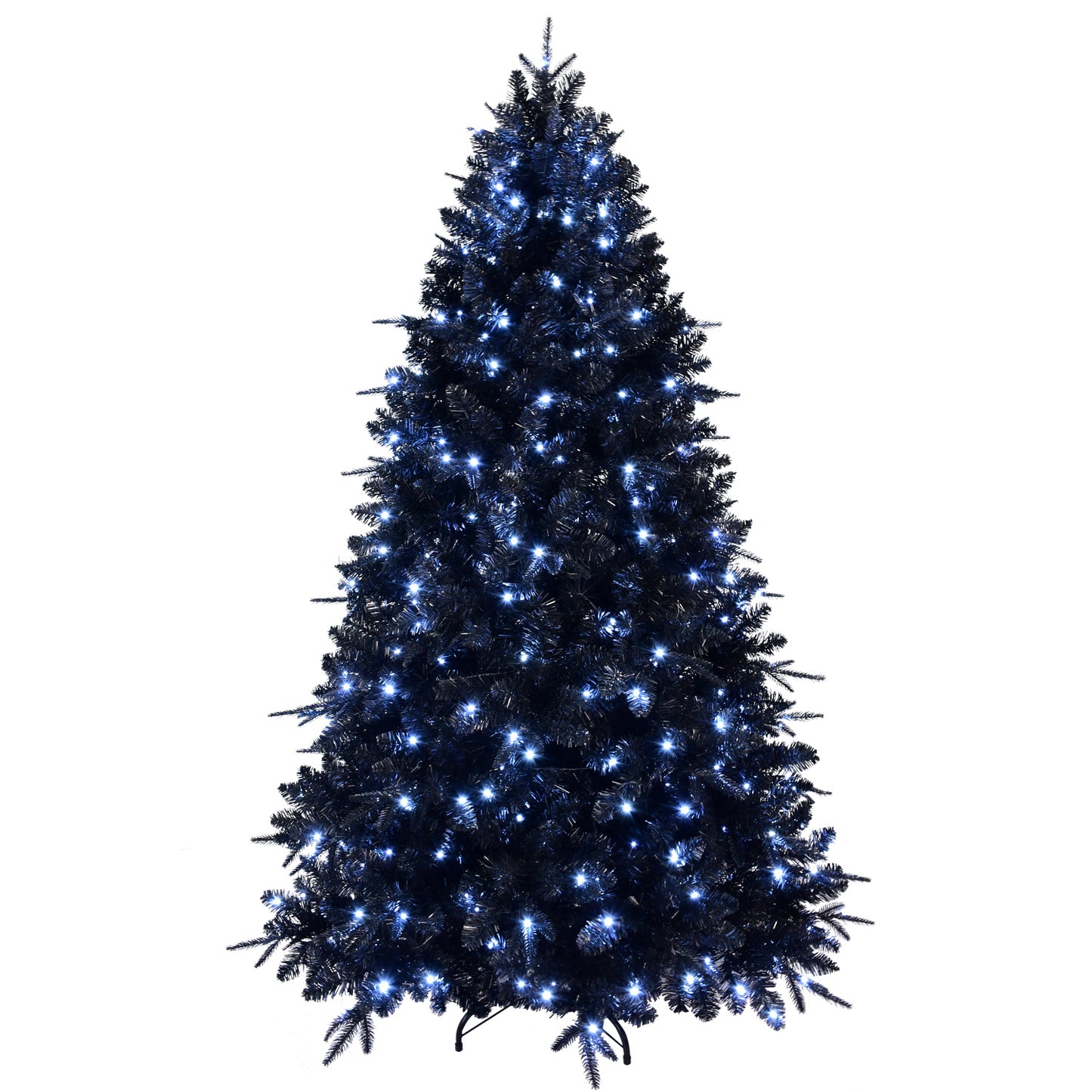 Elegant Black Christmas Tree with Twinkling Lights – Illuminate Your Holidays!