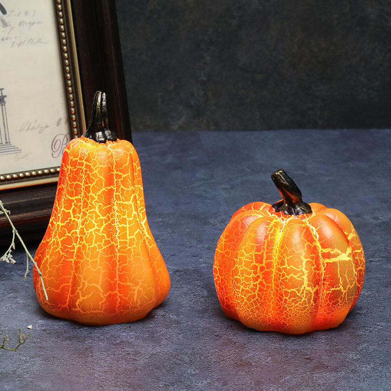 Simulated pumpkin light-emitting diode candle light.