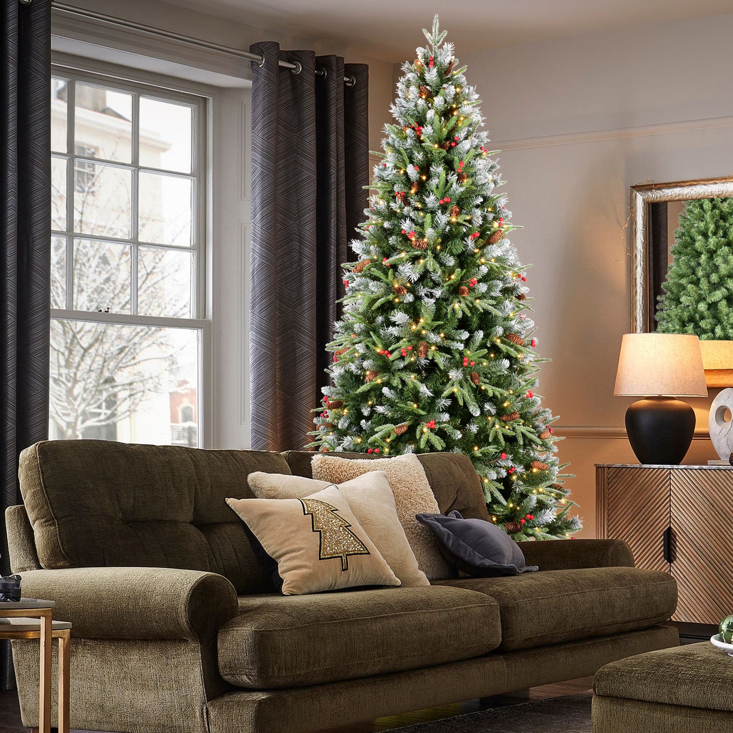 Vibrant Yellow-Green Christmas Tree with LED Lights – Illuminate Your Holiday