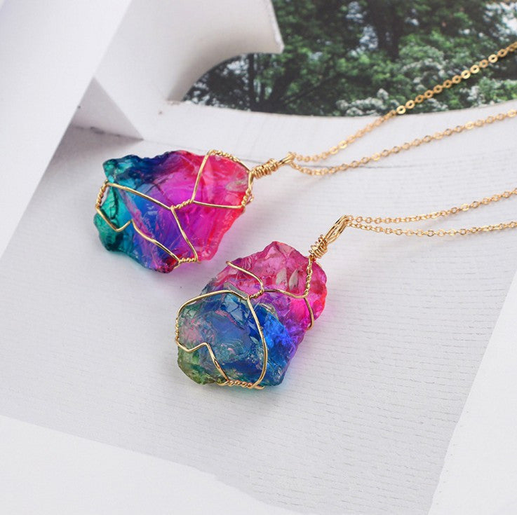 Seven colors crystal pendant transparent