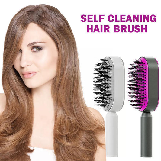 Self cleaning hair brush for female massage scalp