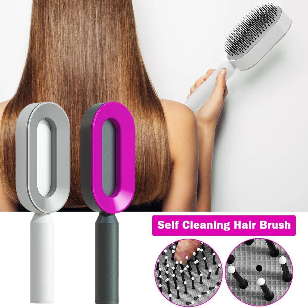 Self cleaning hair brush for female massage scalp