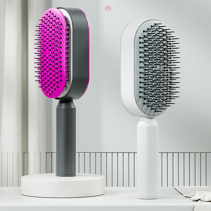 Self cleaning hair brush for female massage scalp