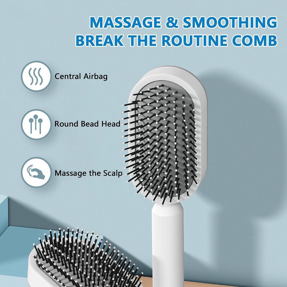 Self cleaning hair brush for female massage scalp