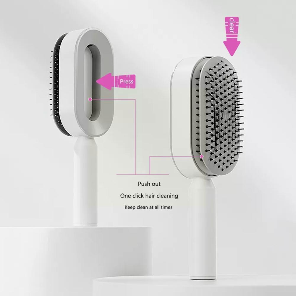 Self cleaning hair brush for female massage scalp