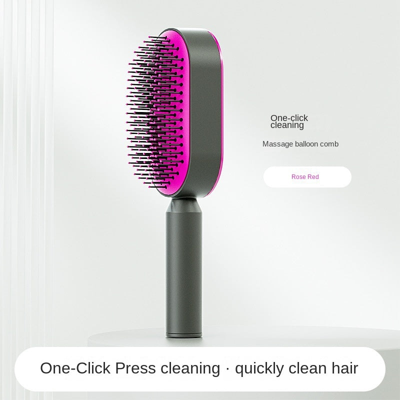 Self cleaning hair brush for female massage scalp