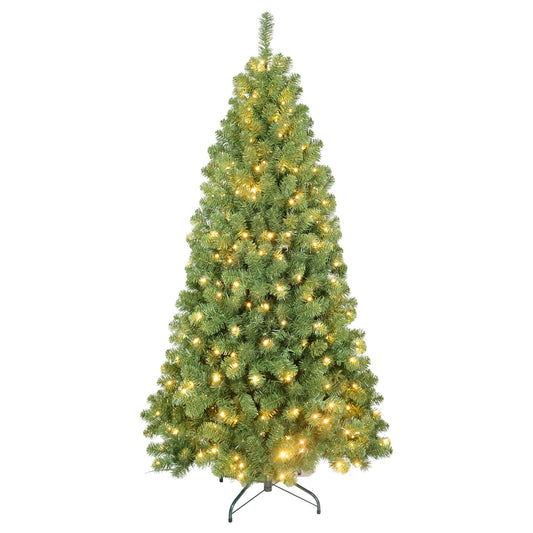 Bright Yellow-Green Christmas Tree with Twinkling Lights – Light Up Your Holidays