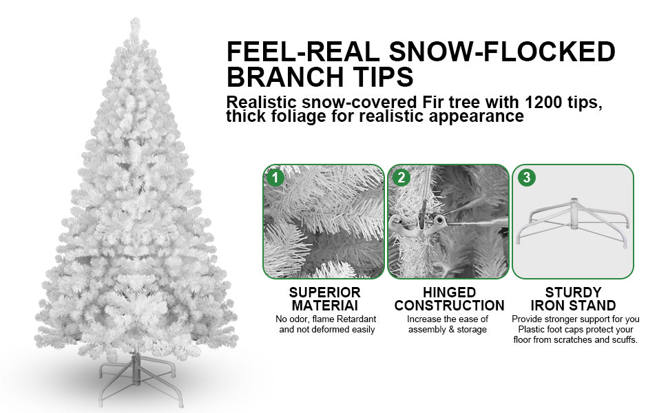 Snowy White Christmas Tree – A Chic and Modern Holiday Look