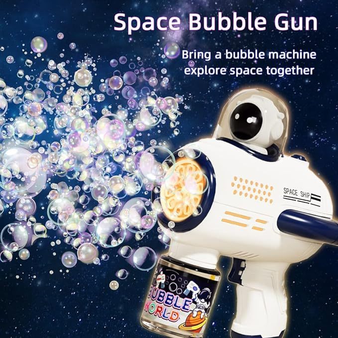 Space bubble machine for kids and toddlers