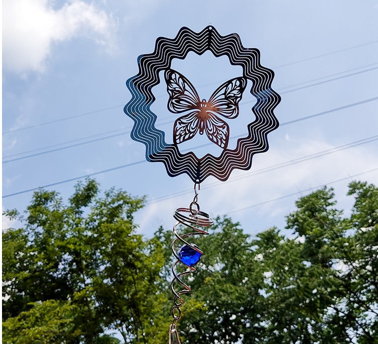 Mirror Hummingbird With Whirling Wind Chimes