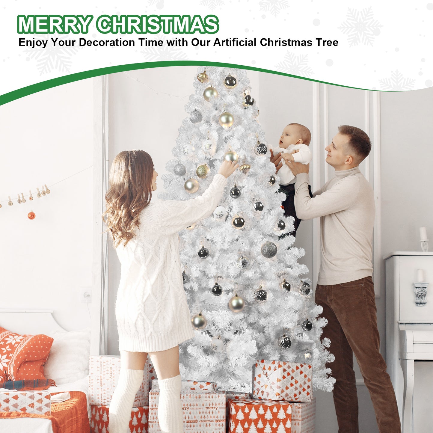 Snowy White Christmas Tree – A Chic and Modern Holiday Look