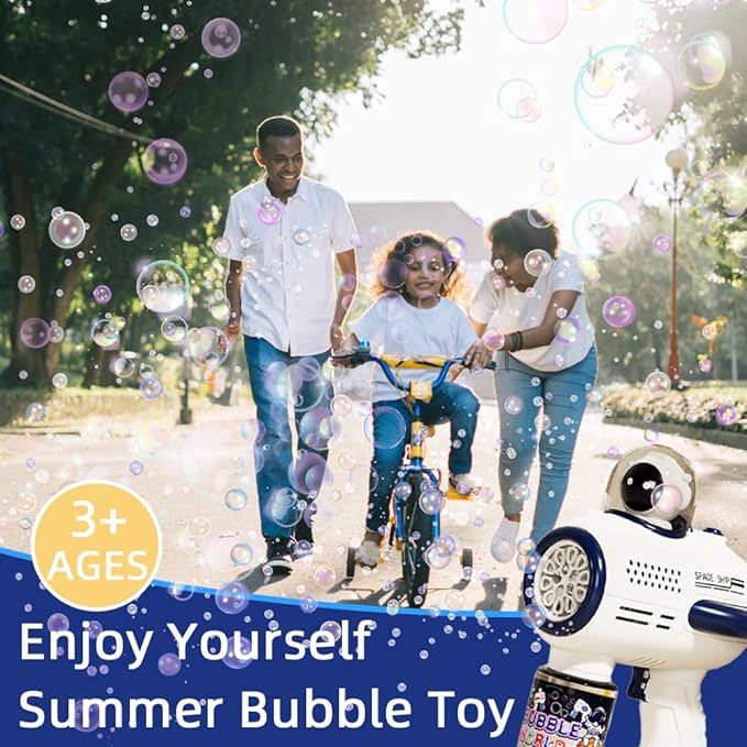 Space bubble machine for kids and toddlers