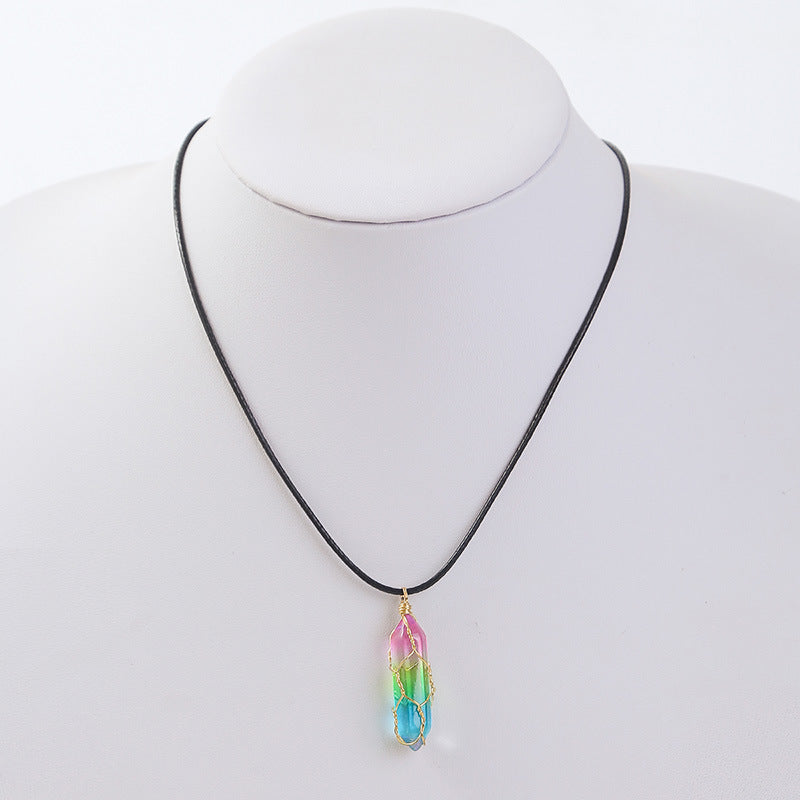 Clear Geometric Diamond Crystal Necklace