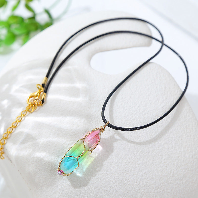 Clear Geometric Diamond Crystal Necklace