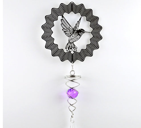 Mirror Hummingbird With Whirling Wind Chimes