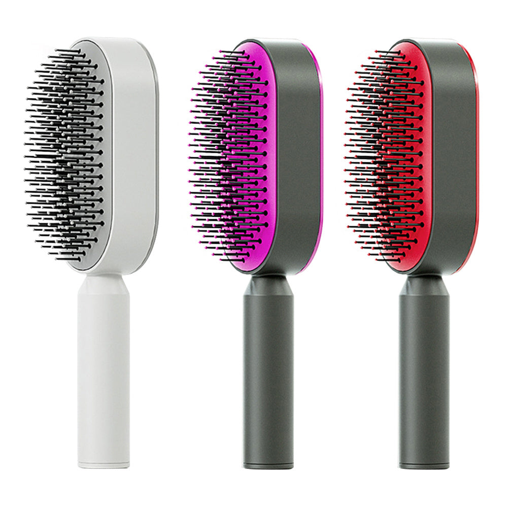 Self-cleaning hair brush for women