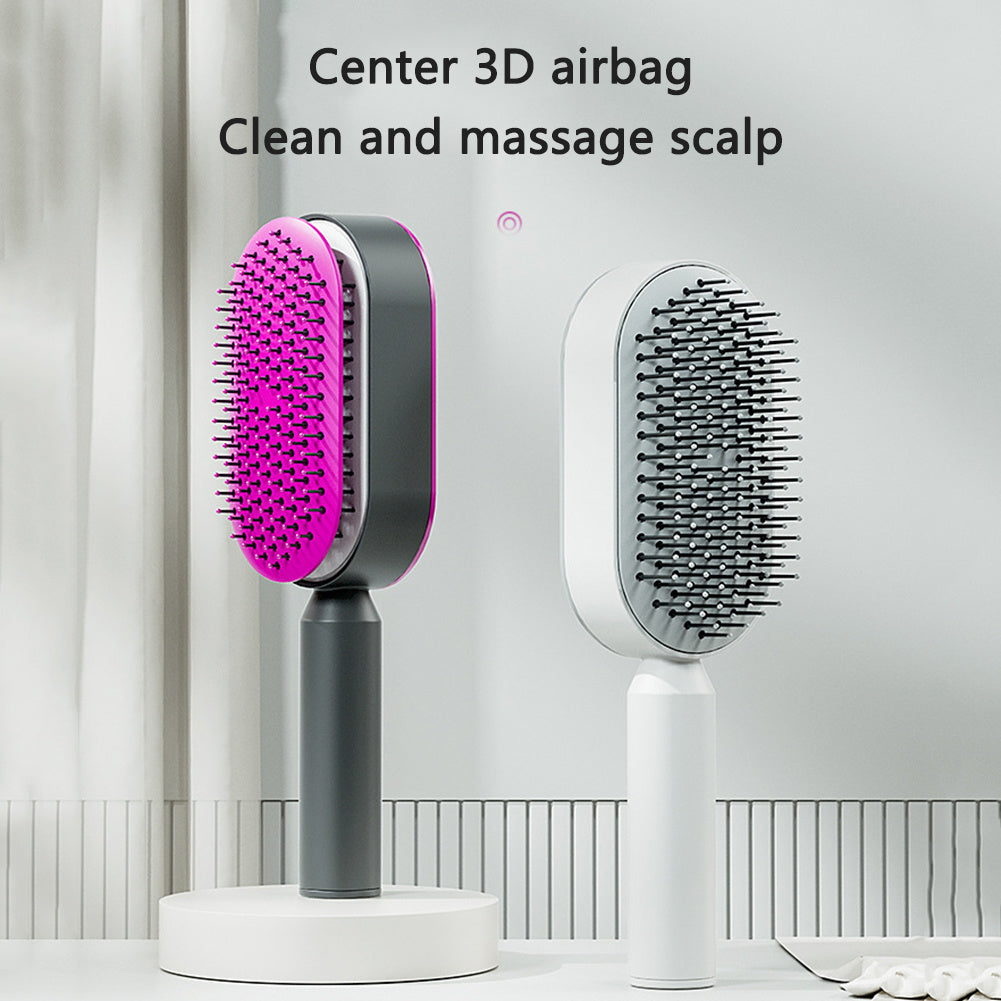 Self-cleaning hair brush for women