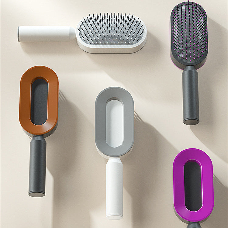 Self-cleaning hair brush for women