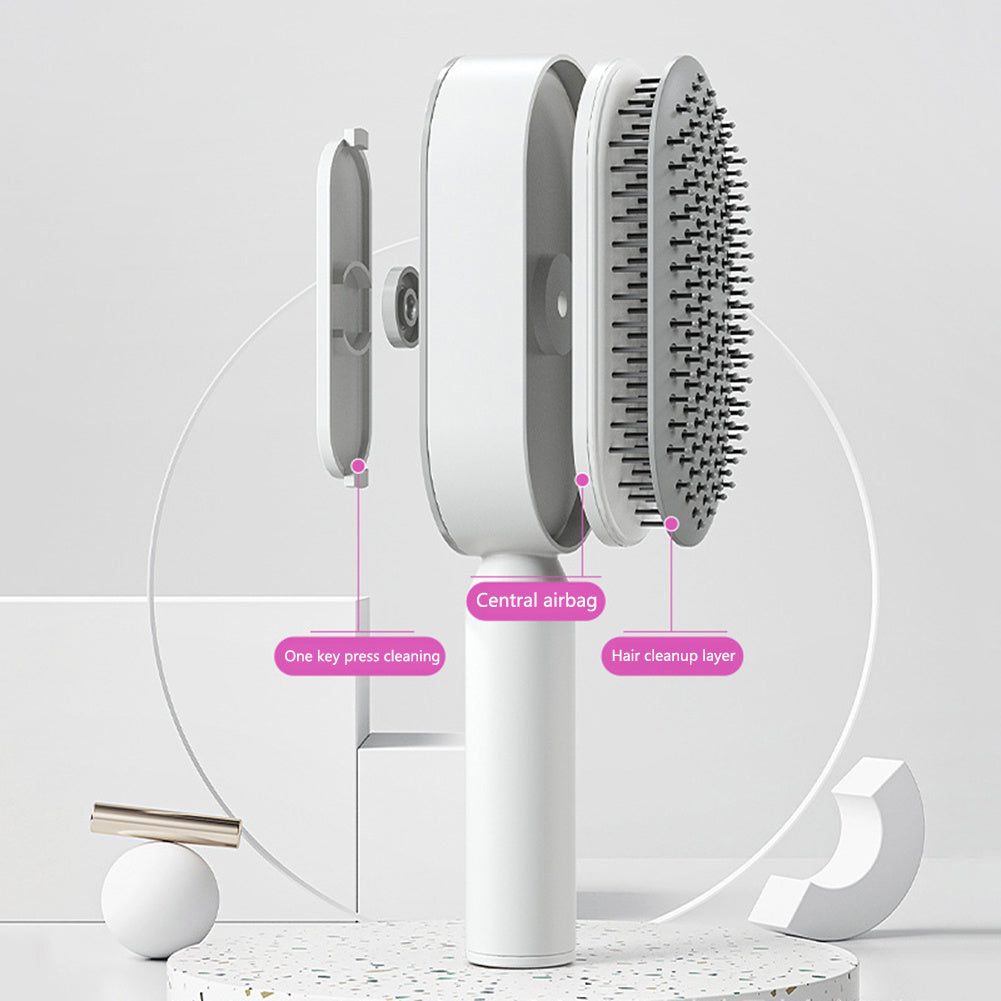 Self-cleaning hair brush for women