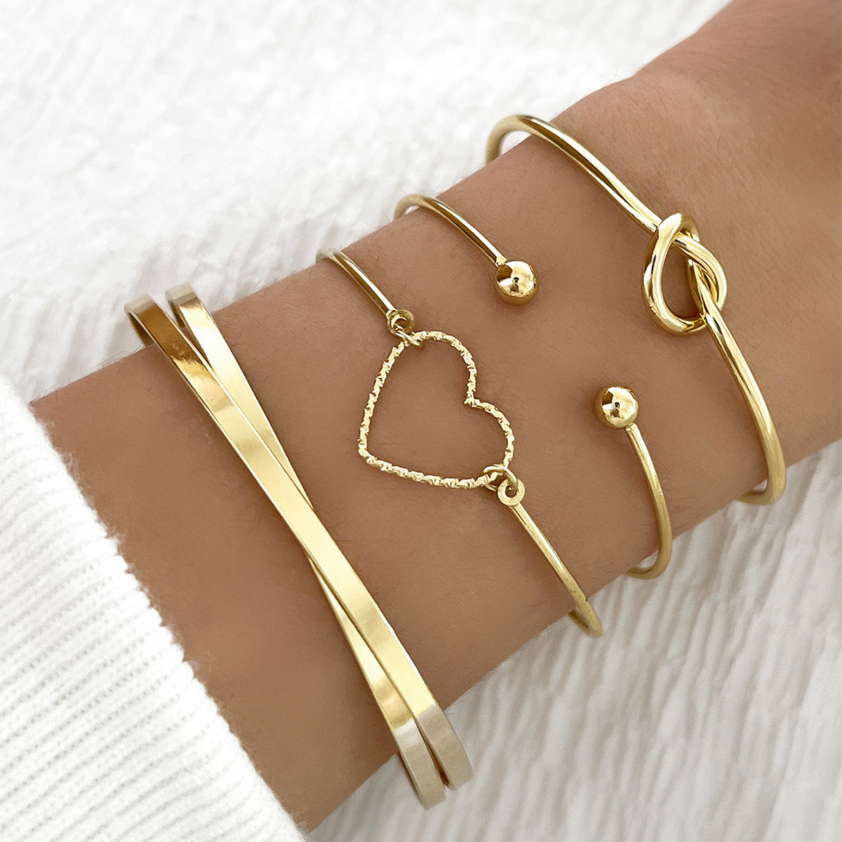 Alloy Love Knot Bracelet Set