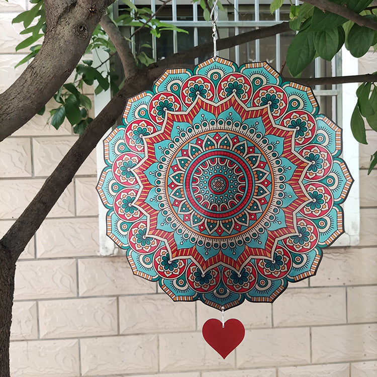 Stainless Steel Mandala Wind Chimes Dynamic Sculpture Windmill