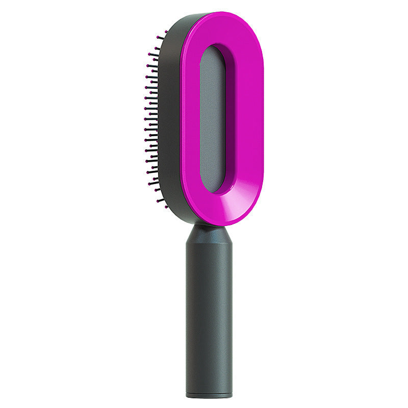 Self-cleaning hair brush for women