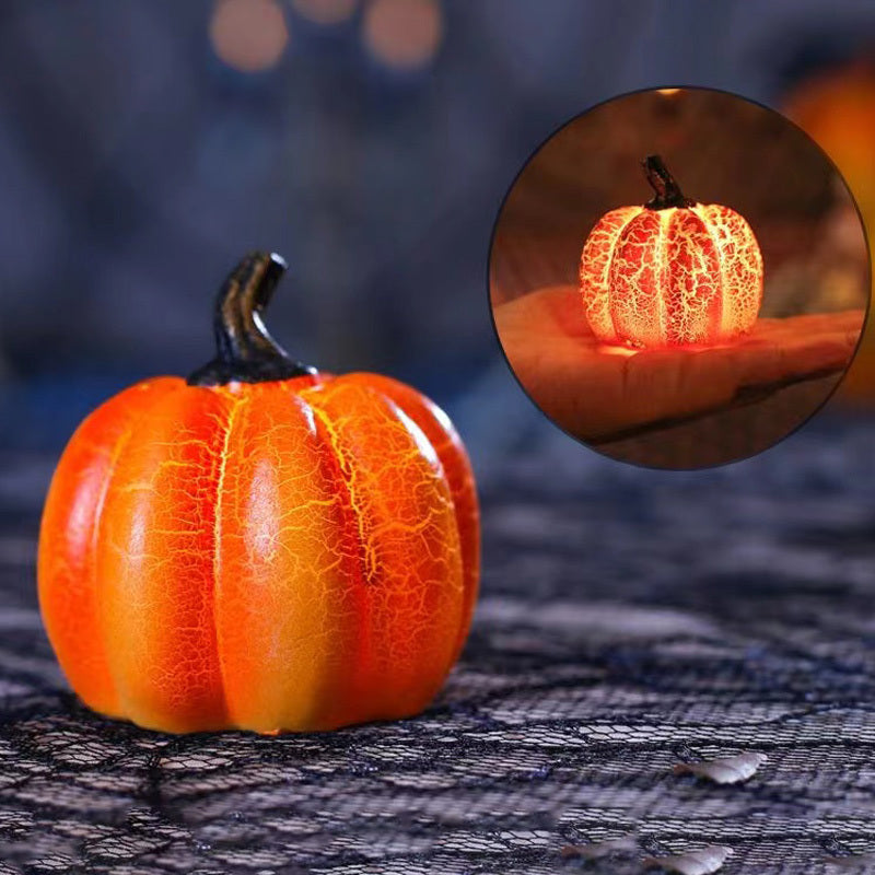 Simulated pumpkin light-emitting diode candle light.